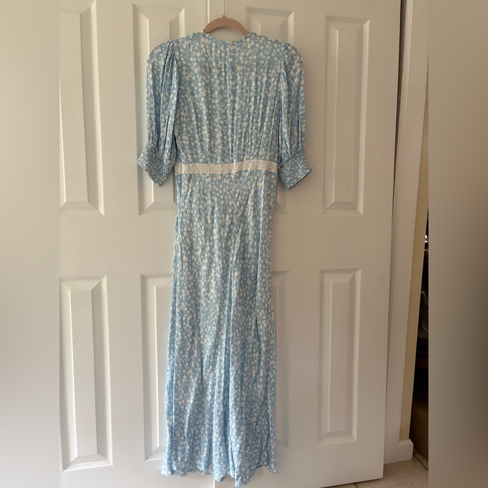 RIXO Light Blue Floral Maxi Dress Size 8 Runs Small - Picture 7 of 7